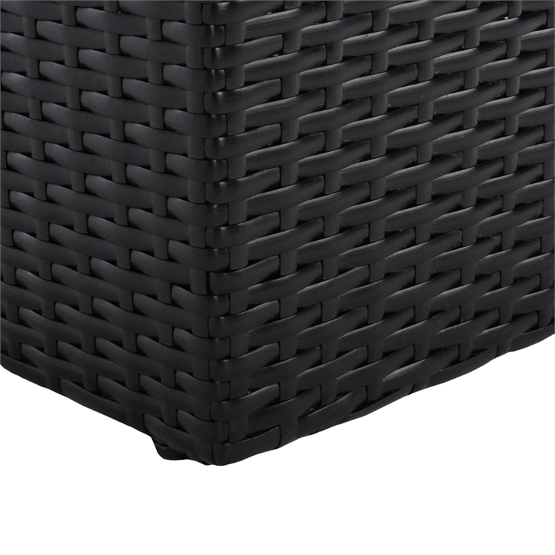 Safavieh Pramla Outdoor Wicker and Rattan Sette with Ottoman in Black/Light Gray