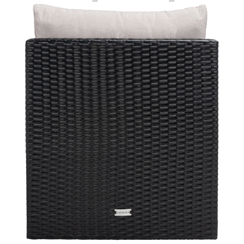 Safavieh Pramla Outdoor Wicker and Rattan Sette with Ottoman in Black/Light Gray