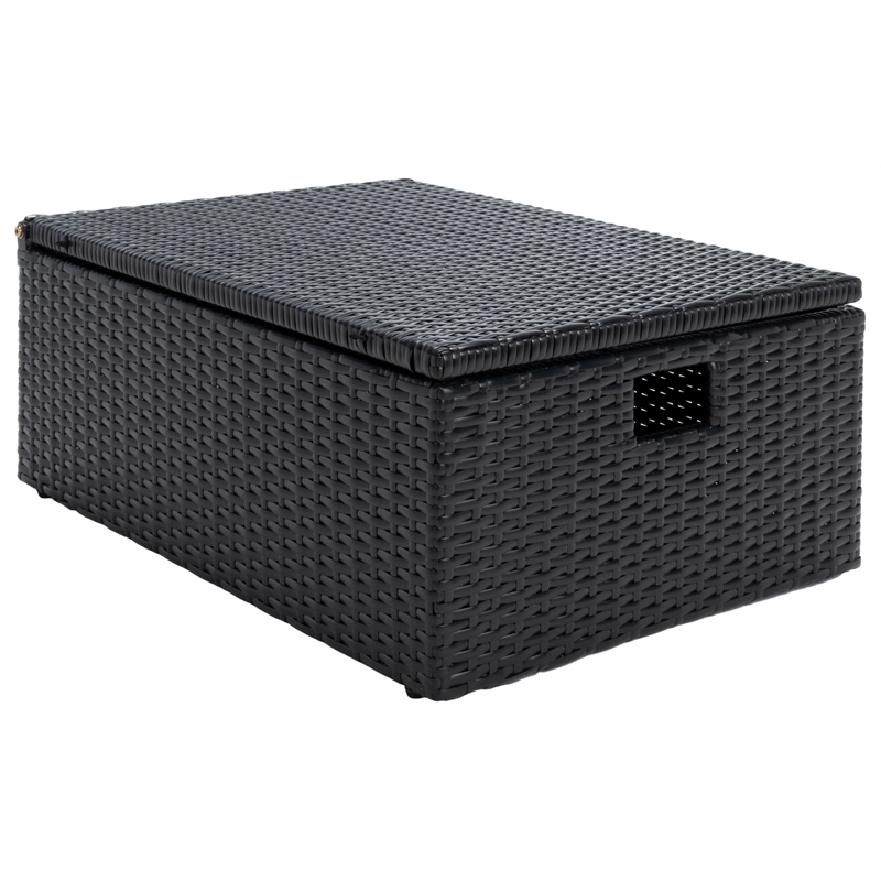 Safavieh Pramla Outdoor Wicker and Rattan Sette with Ottoman in Black/Light Gray