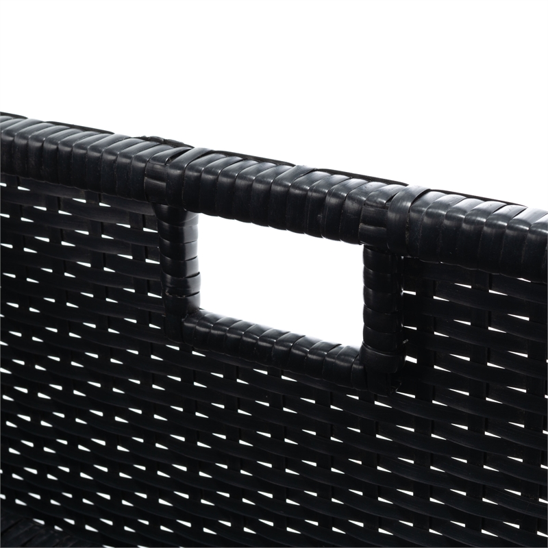 Safavieh Pramla Outdoor Wicker and Rattan Sette with Ottoman in Black/Light Gray