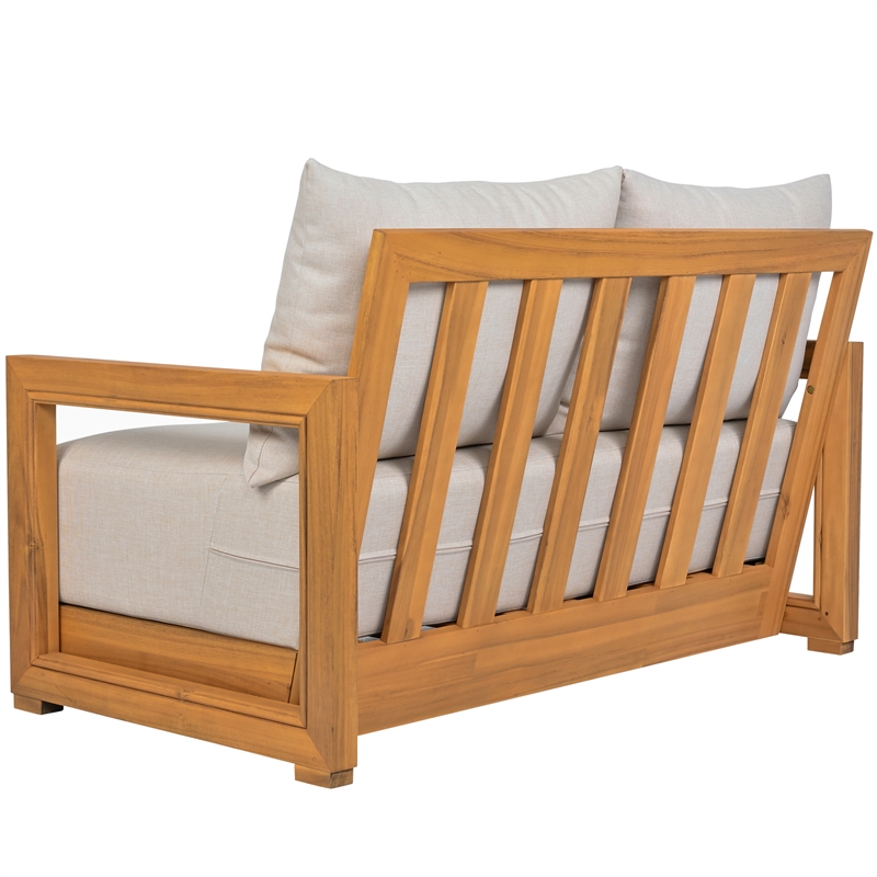 Safavieh Jackson Wood 2 Seater Sofa in Natural / Taupe