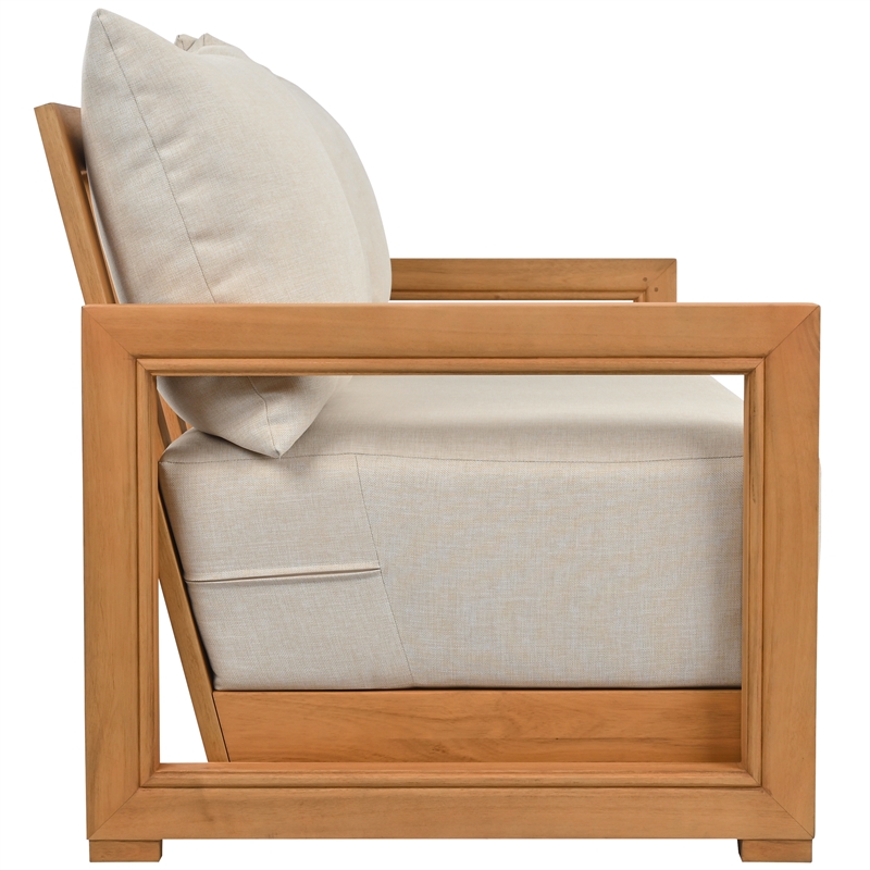 Safavieh Jackson Wood 2 Seater Sofa in Natural / Taupe