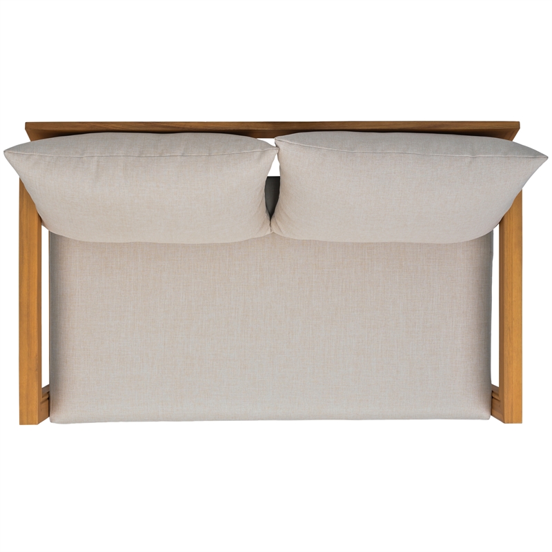 Safavieh Jackson Wood 2 Seater Sofa in Natural / Taupe