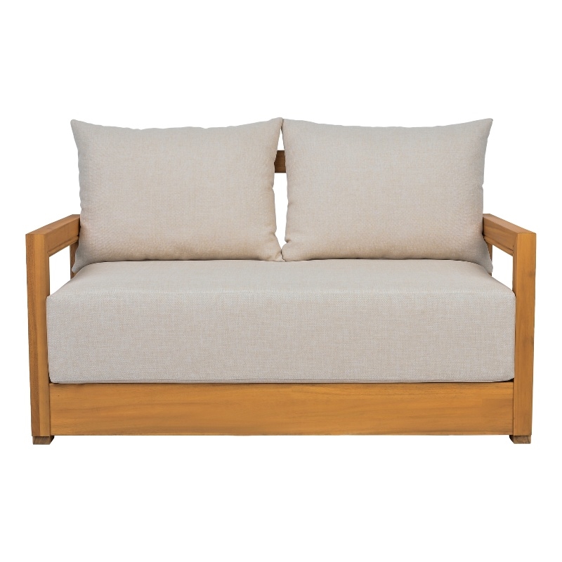 Safavieh Jackson Wood 2 Seater Sofa in Natural / Taupe
