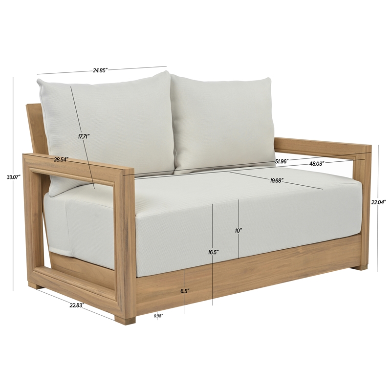 Safavieh Jackson Wood 2 Seater Sofa in Oak / Ivory