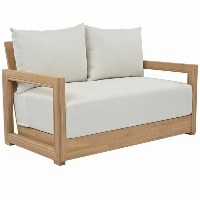 Safavieh Jackson Wood 2 Seater Sofa in Oak / Ivory