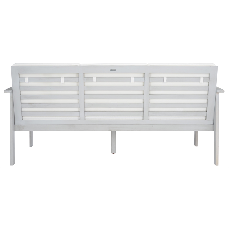 Safavieh Finnick Wood Outdoor Bench in Gray / Beige