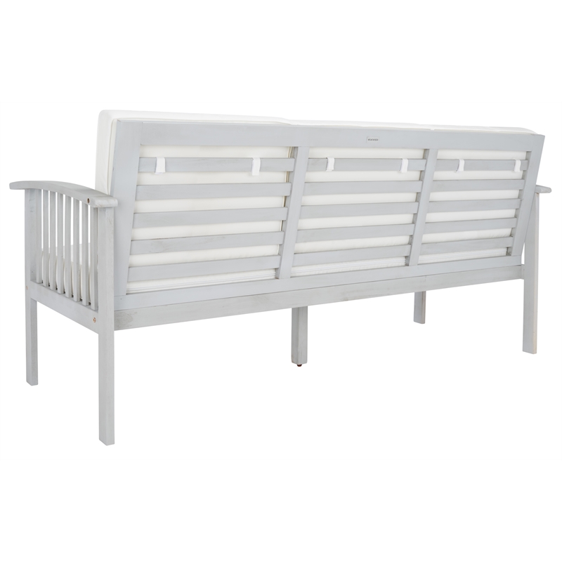 Safavieh Finnick Wood Outdoor Bench in Gray / Beige