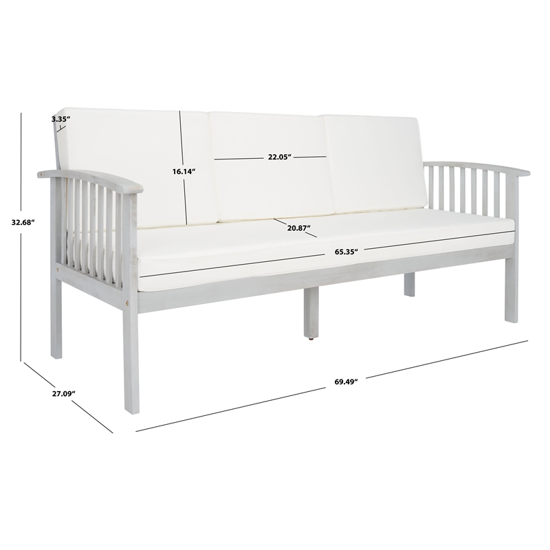 Safavieh Finnick Wood Outdoor Bench in Gray / Beige