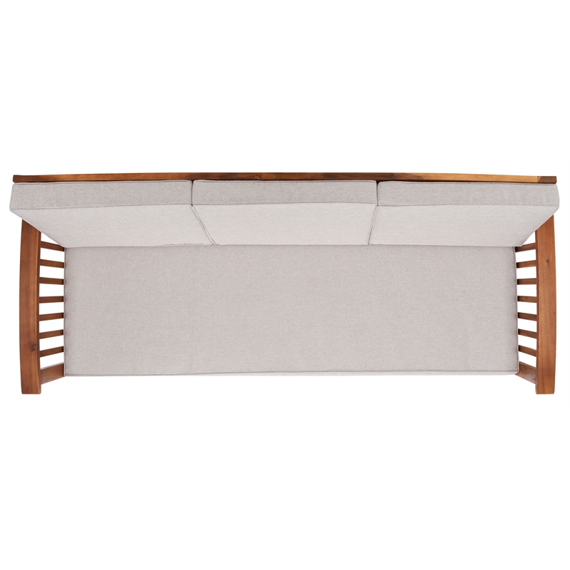 Safavieh Finnick Wood Outdoor Bench in Natural / Light Gray