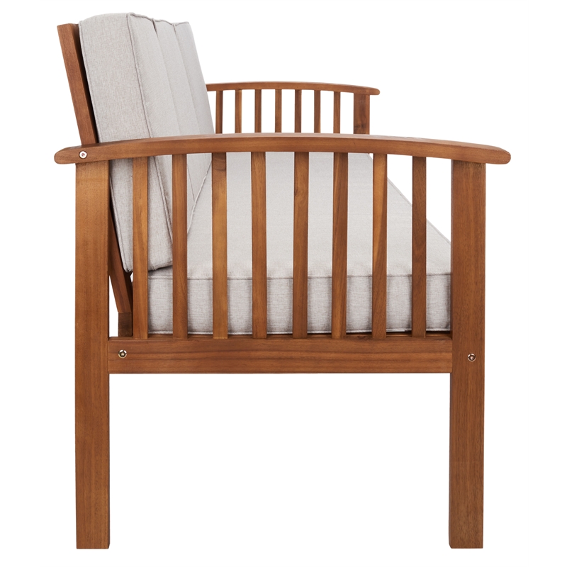 Safavieh Finnick Wood Outdoor Bench in Natural / Light Gray