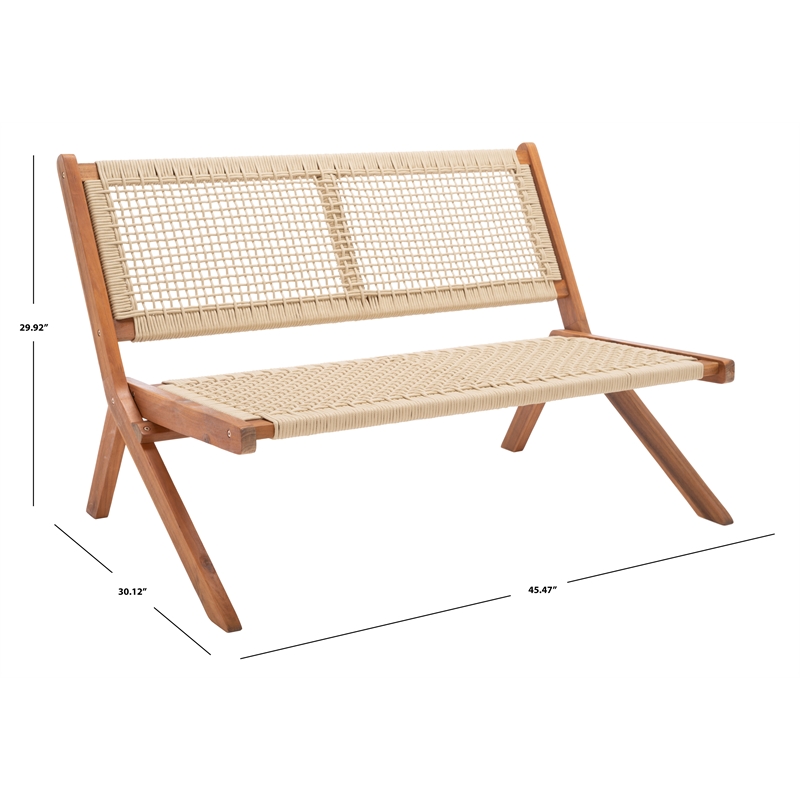 Safavieh Kobina Wood Outdoor Bench in Natural / Natural