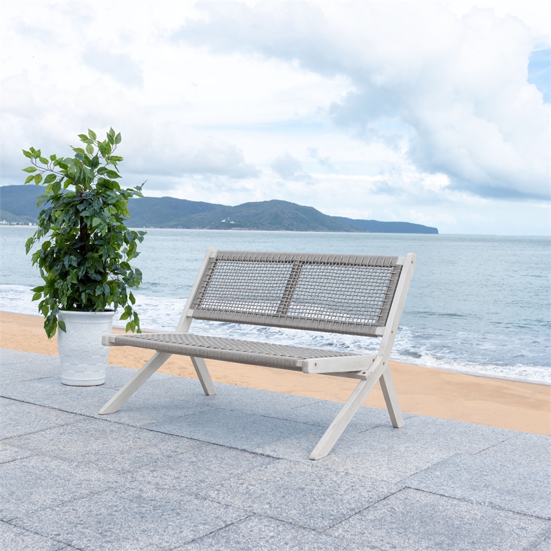 Safavieh Kobina Wood Outdoor Bench in Gray / Gray