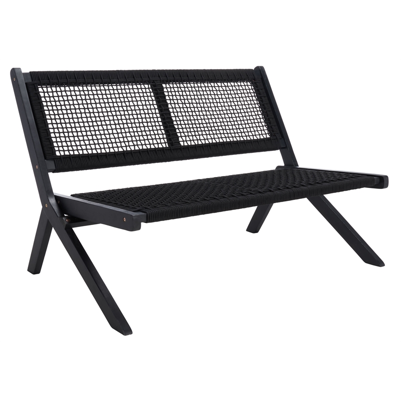 Safavieh Kobina Wood Outdoor Bench in Black / Black