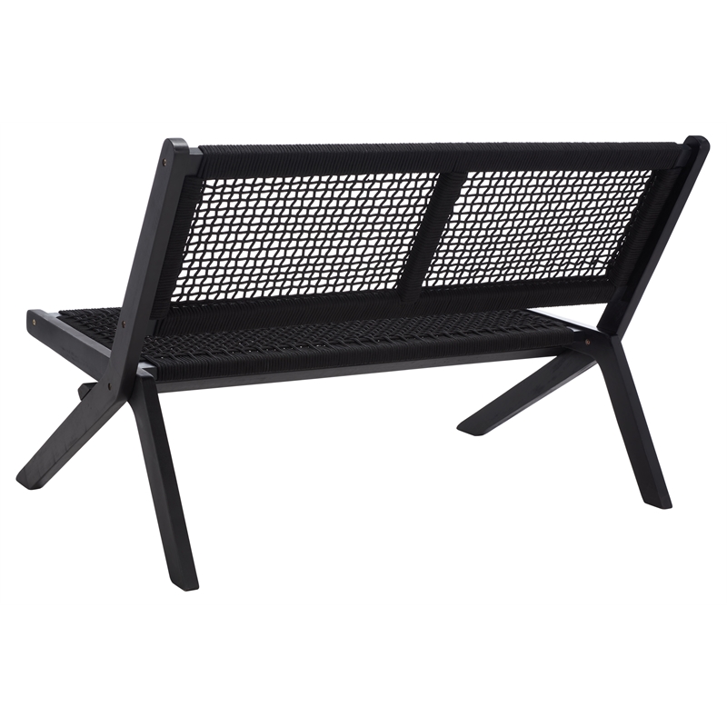 Safavieh Kobina Wood Outdoor Bench in Black / Black
