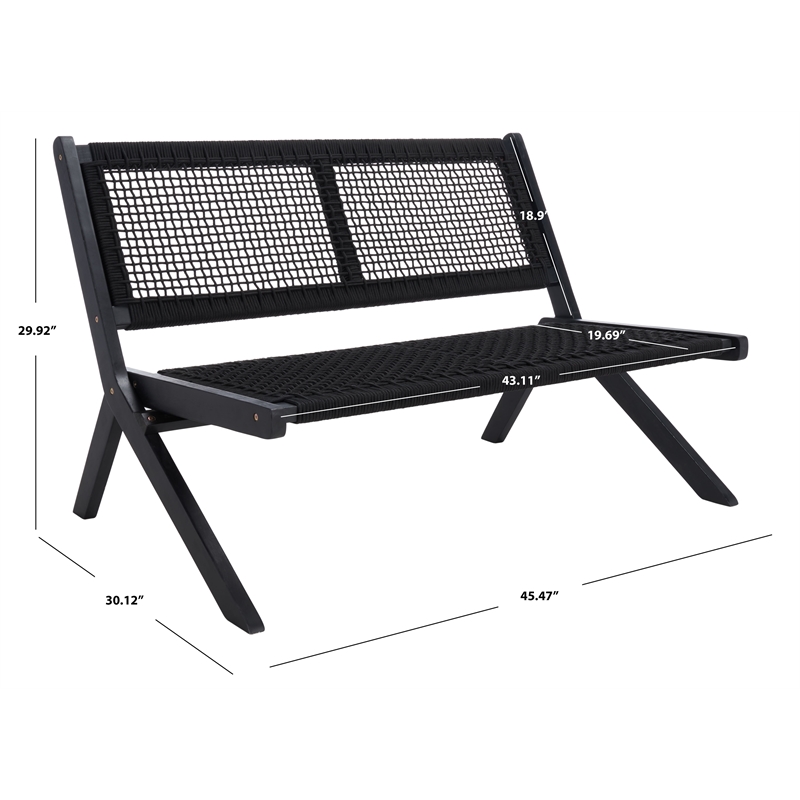 Safavieh Kobina Wood Outdoor Bench in Black / Black