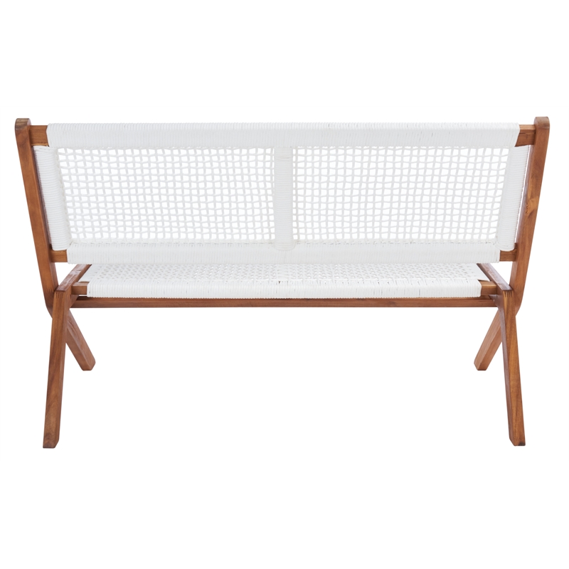 Safavieh Kobina Wood Outdoor Bench in Natural / White