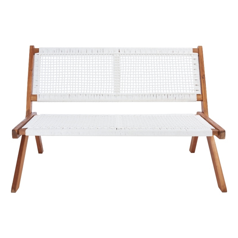 Safavieh Kobina Wood Outdoor Bench in Natural / White