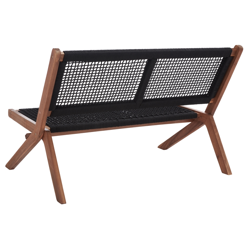 Safavieh Kobina Wood Outdoor Bench in Natural / Black