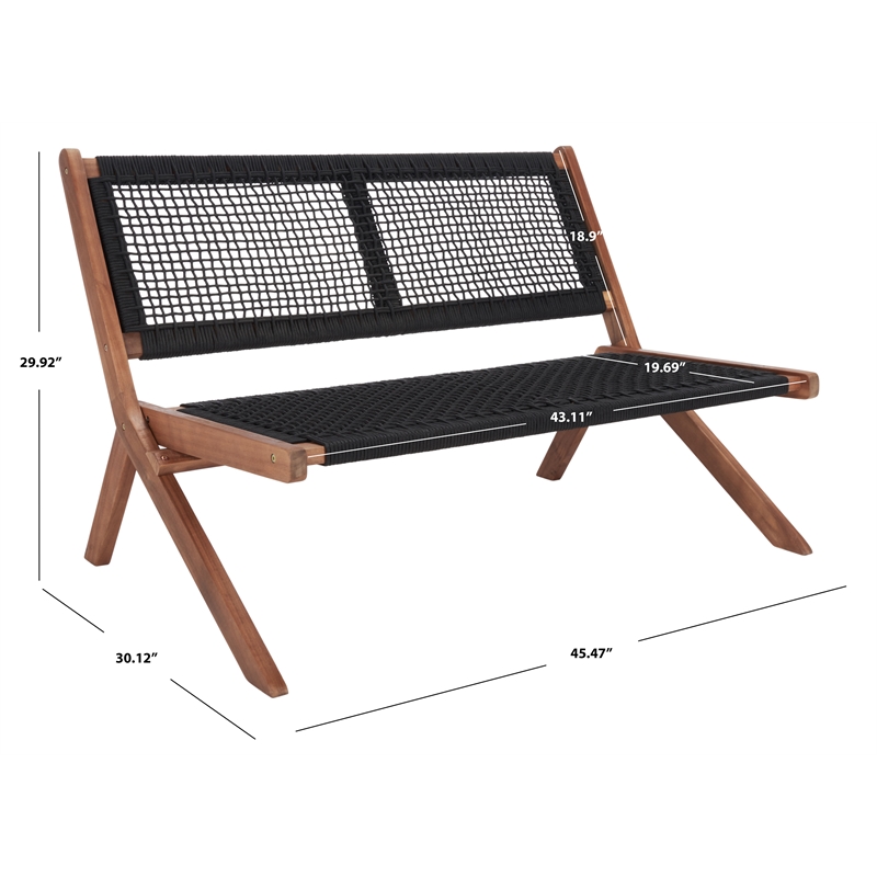 Safavieh Kobina Wood Outdoor Bench in Natural / Black