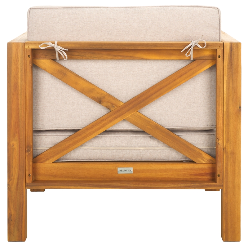 Safavieh Crewe Wood Chair in Natural / Light Gray