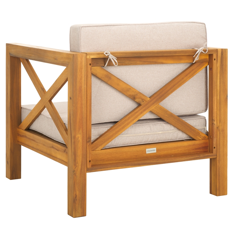 Safavieh Crewe Wood Chair in Natural / Light Gray