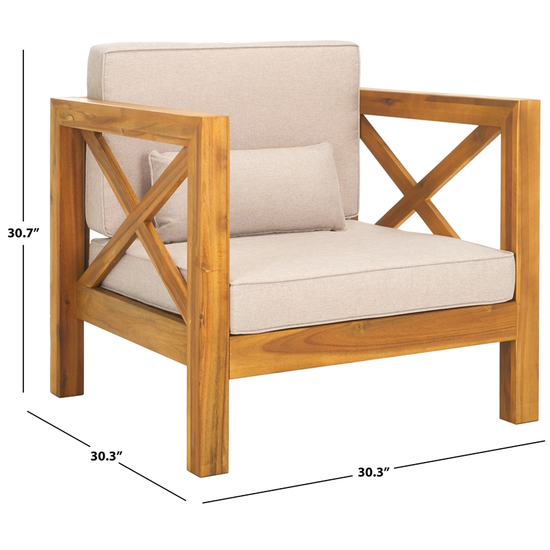 Safavieh Crewe Wood Chair in Natural / Light Gray