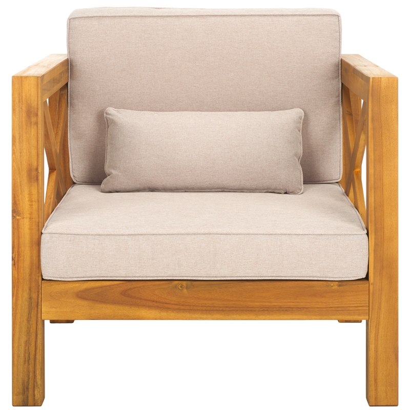Safavieh Crewe Wood Chair in Natural / Light Gray