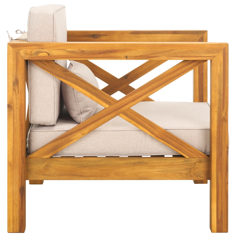 Safavieh Crewe Wood Chair in Natural / Light Gray