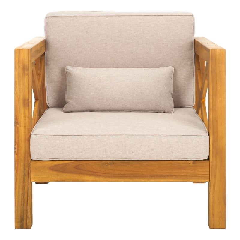 Safavieh Crewe Wood Chair in Natural / Light Gray