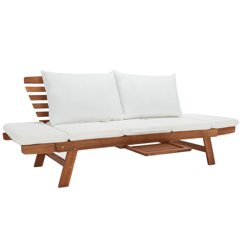 Safavieh Emely Wood Outdoor Daybed in Natural / Beige
