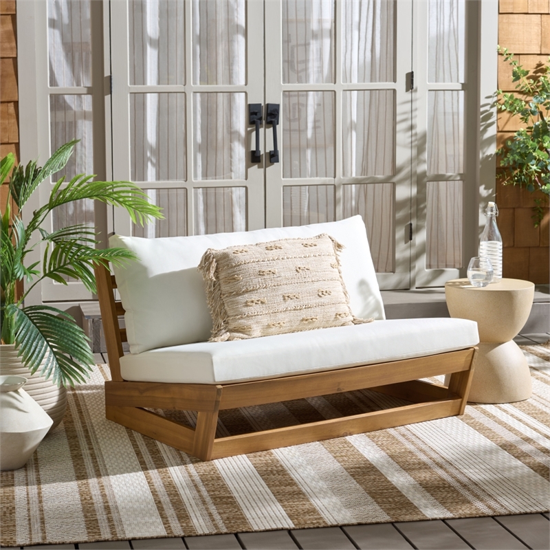 Safavieh Duncan Wood Sofa  in Natural / Beige