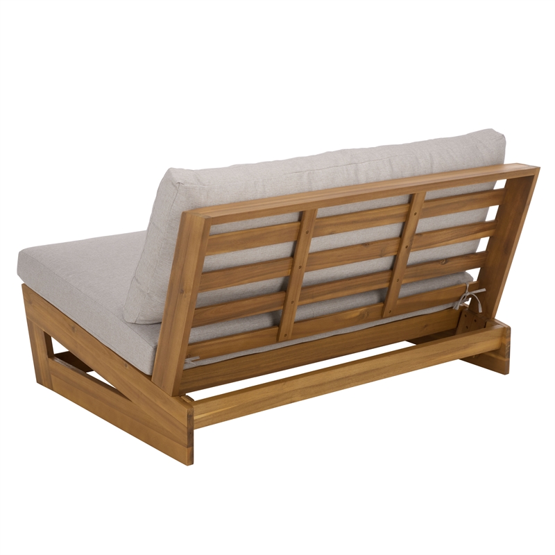 Safavieh Duncan Wood Sofa in Natural / Light Gray
