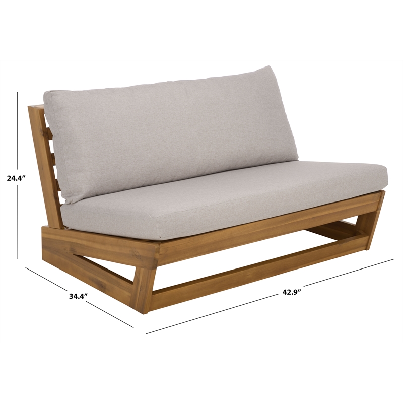 Safavieh Duncan Wood Sofa in Natural / Light Gray