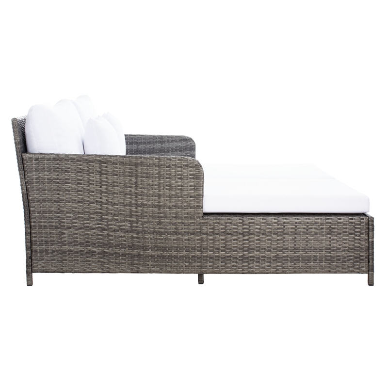Safavieh Cadeo Wicker and Rattan Daybed in Gray / Brown / White