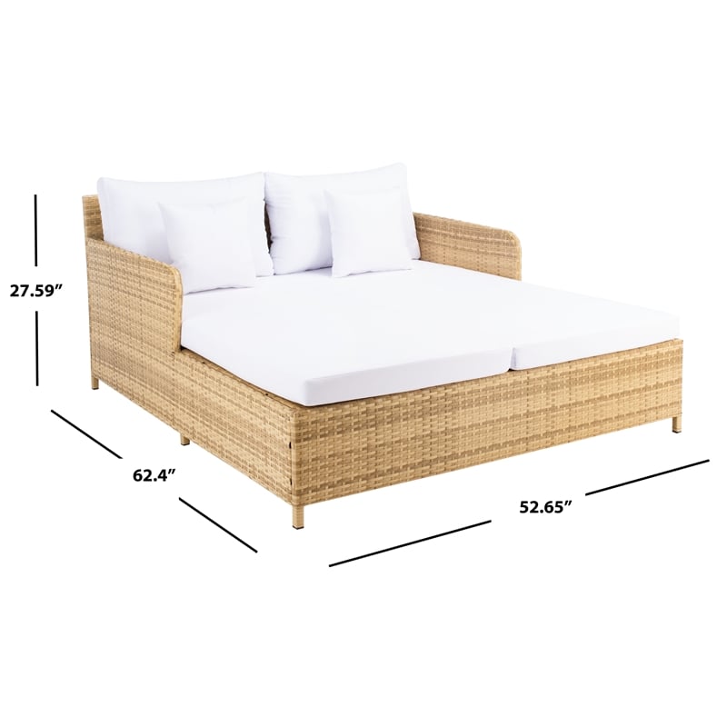 Safavieh Cadeo Wicker and Rattan Daybed in Natural / White