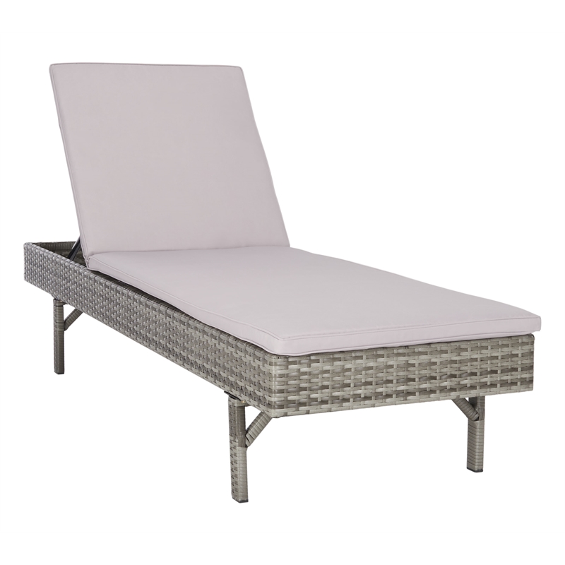 Safavieh Cam Wicker and Rattan Sunlounger in Gray / Gray