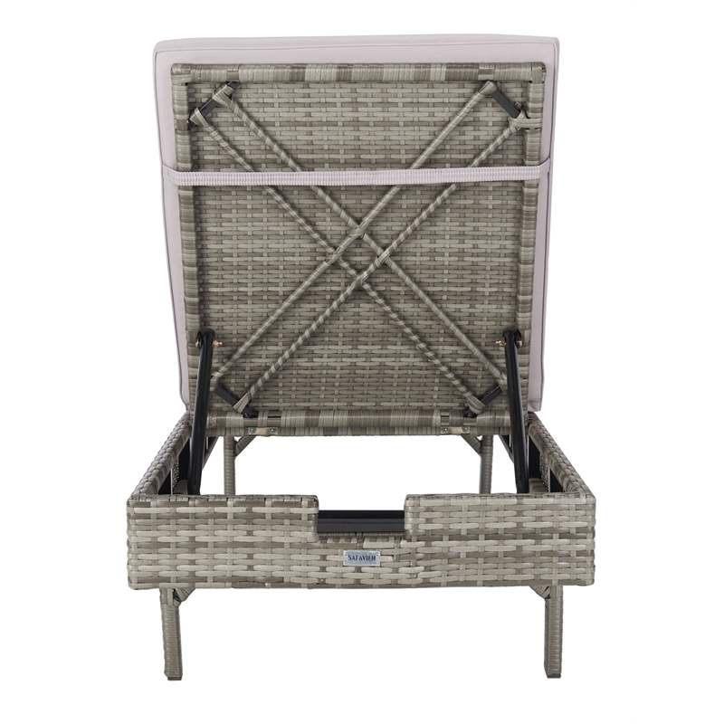 Safavieh Cam Wicker and Rattan Sunlounger in Gray / Gray