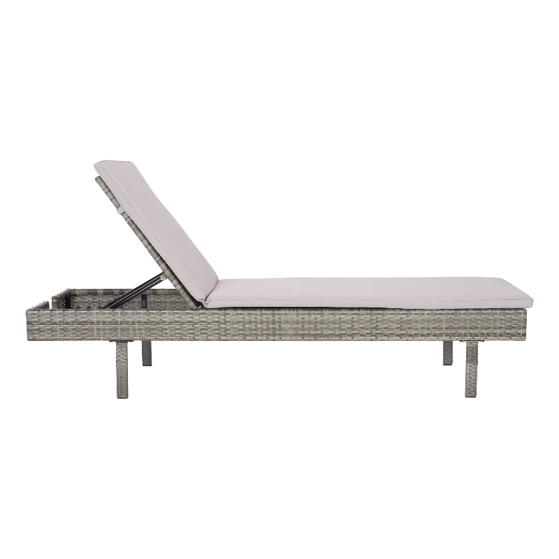 Safavieh Cam Wicker and Rattan Sunlounger in Gray / Gray
