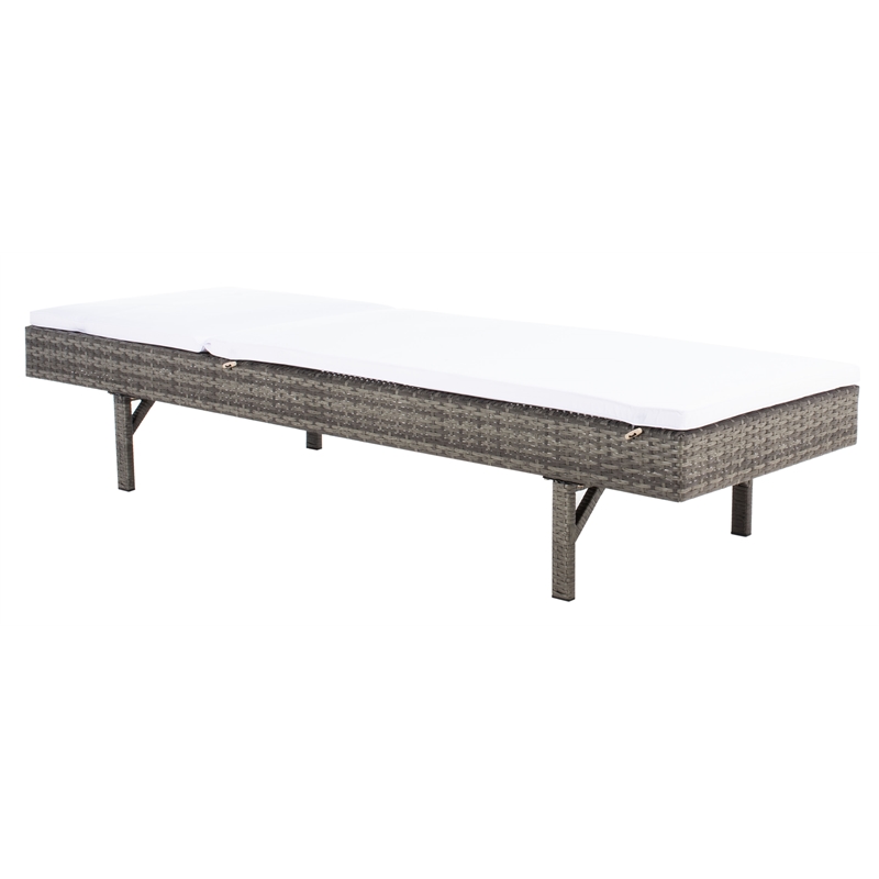 Safavieh Cam Wicker and Rattan Sunlounger in Gray / Brown / White