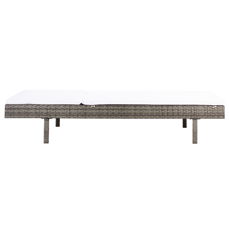 Safavieh Cam Wicker and Rattan Sunlounger in Gray / Brown / White