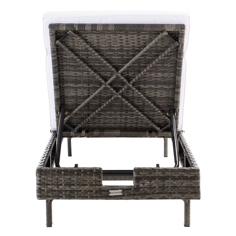 Safavieh Cam Wicker and Rattan Sunlounger in Gray / Brown / White
