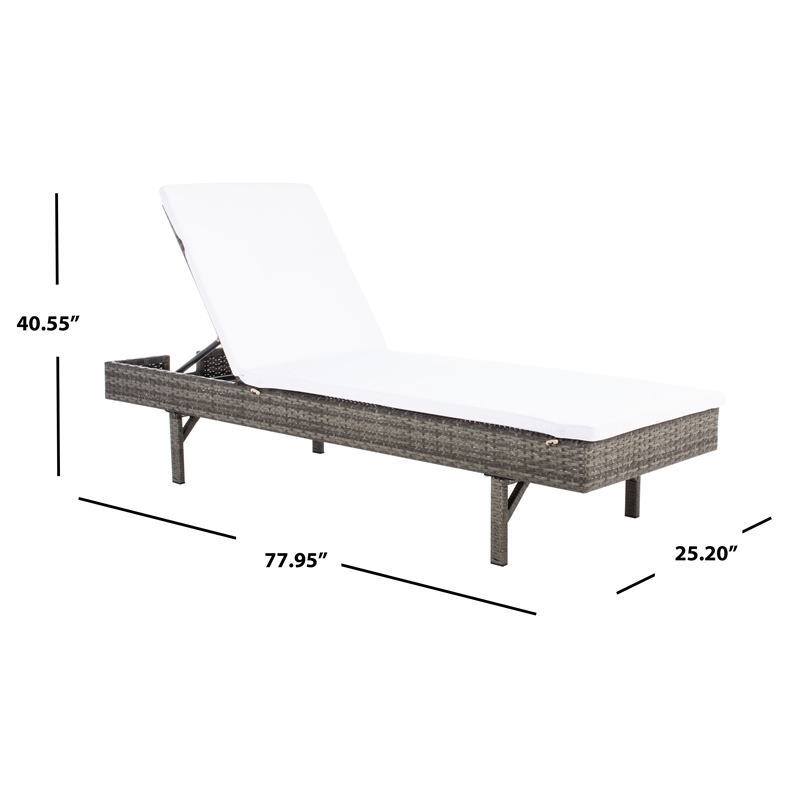 Safavieh Cam Wicker and Rattan Sunlounger in Gray / Brown / White