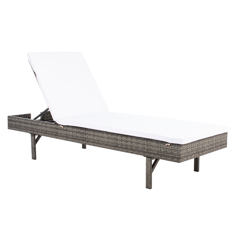 Safavieh Cam Wicker and Rattan Sunlounger in Gray / Brown / White