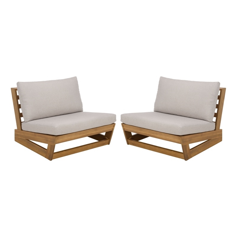 Safavieh Duncan Wood Chair Set of 2 in Natural / Light Gray