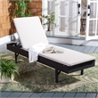 Safavieh Cam Wicker and Rattan Sunlounger in Black / Light Gray
