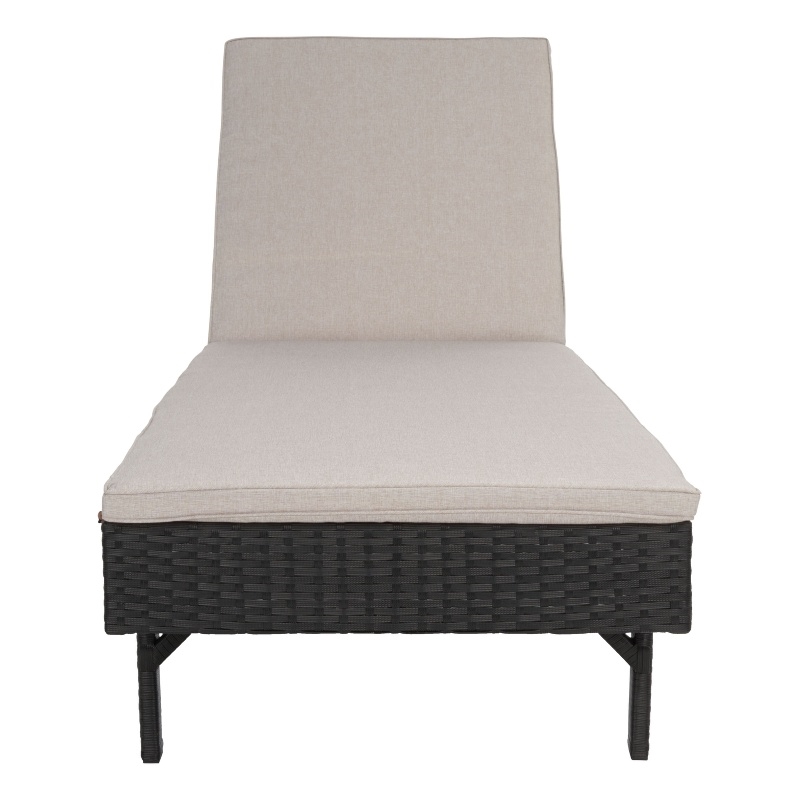 Safavieh Cam Wicker and Rattan Sunlounger in Black / Light Gray