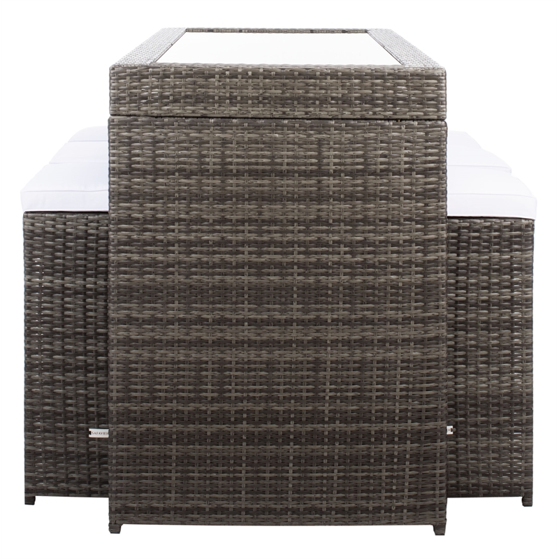Safavieh Horus Wicker and Rattan Dining Set in Gray / Brown / White