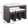 Safavieh Horus Wicker and Rattan Dining Set in Gray / Brown / White