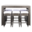 Safavieh Horus Wicker and Rattan Dining Set in Gray / Brown / White